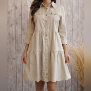 Women's Millenium Beige Button Down Dress Size S